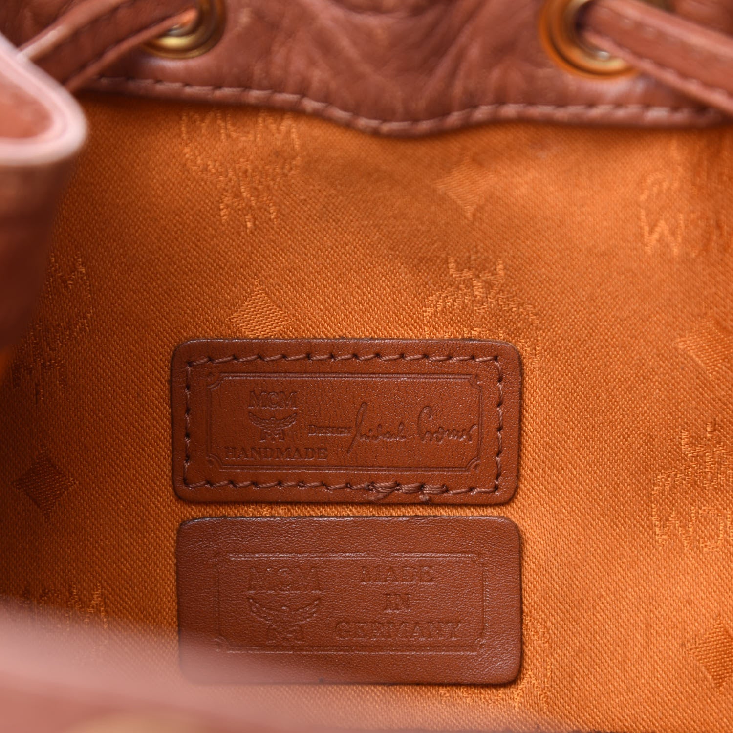 MCM Visetos Drawstring Bag Cognac 8 of 9