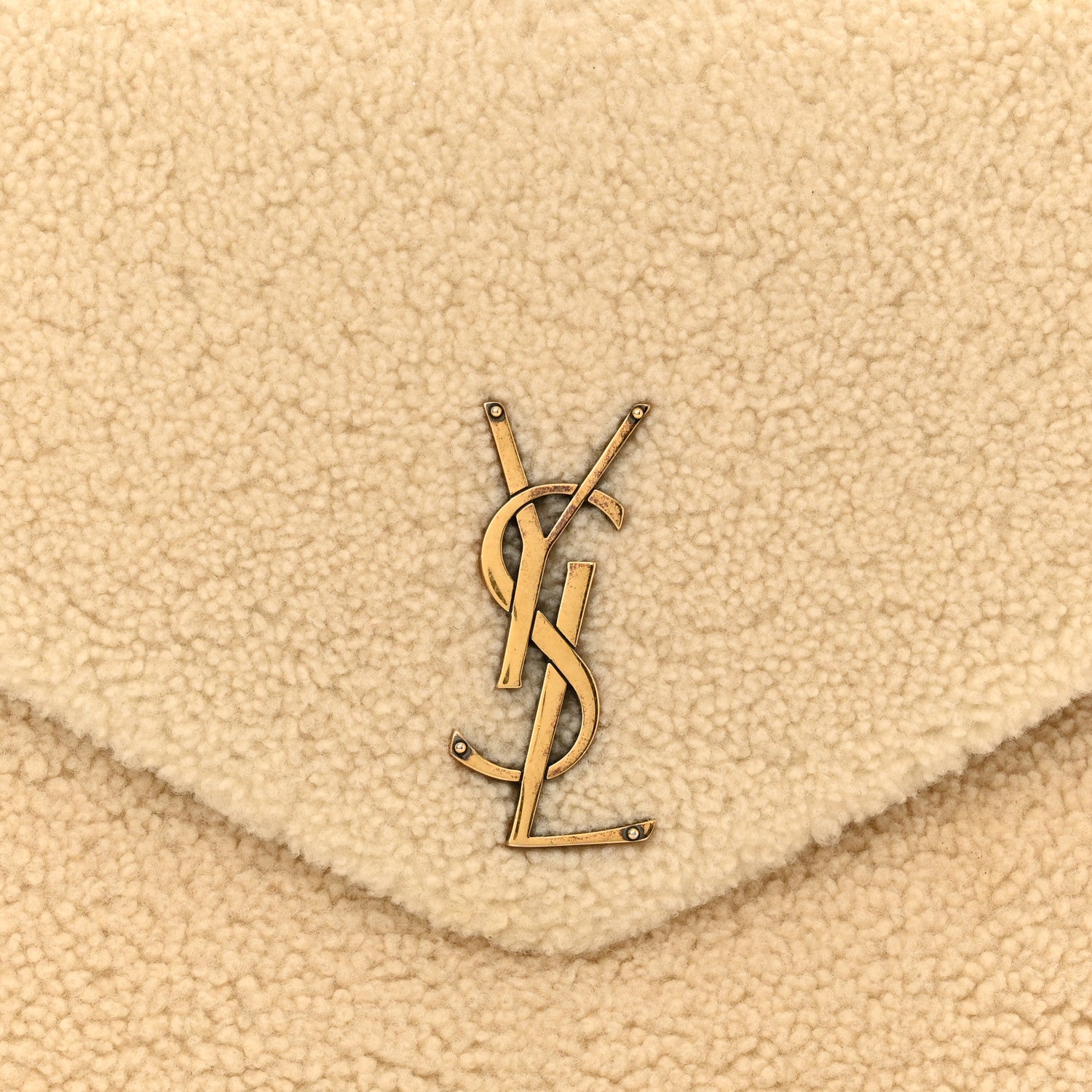 Saint Laurent Shearling Medium Loulou Shoulder Bag Natural 8 of 13