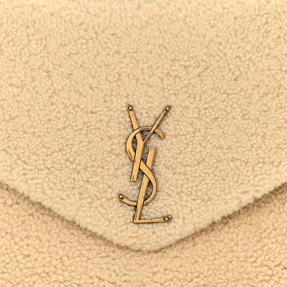 Saint Laurent Shearling Medium Loulou Shoulder Bag Natural 8 of 13
