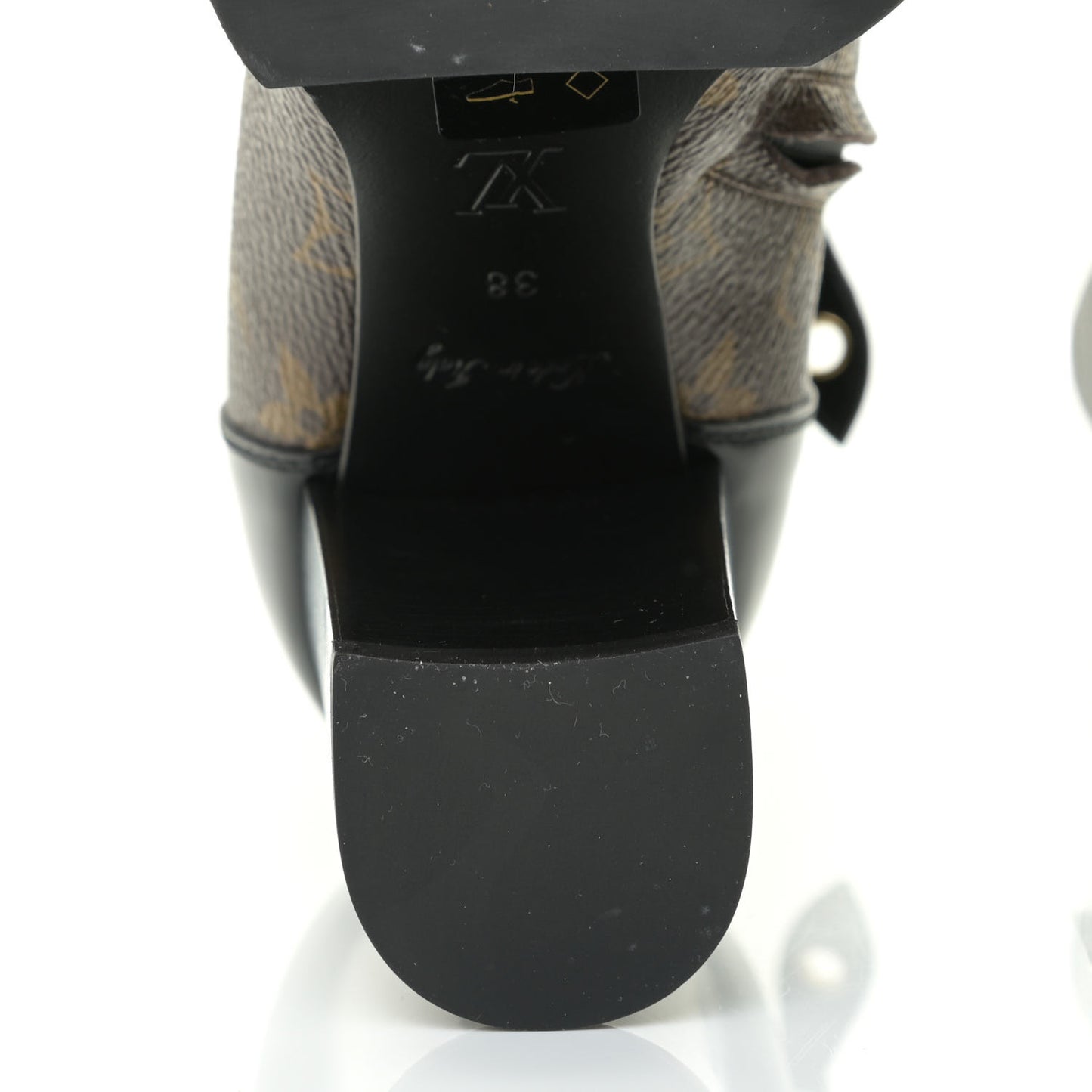 Patent Calfskin Monogram Star Trail Ankle Boots 38 Black