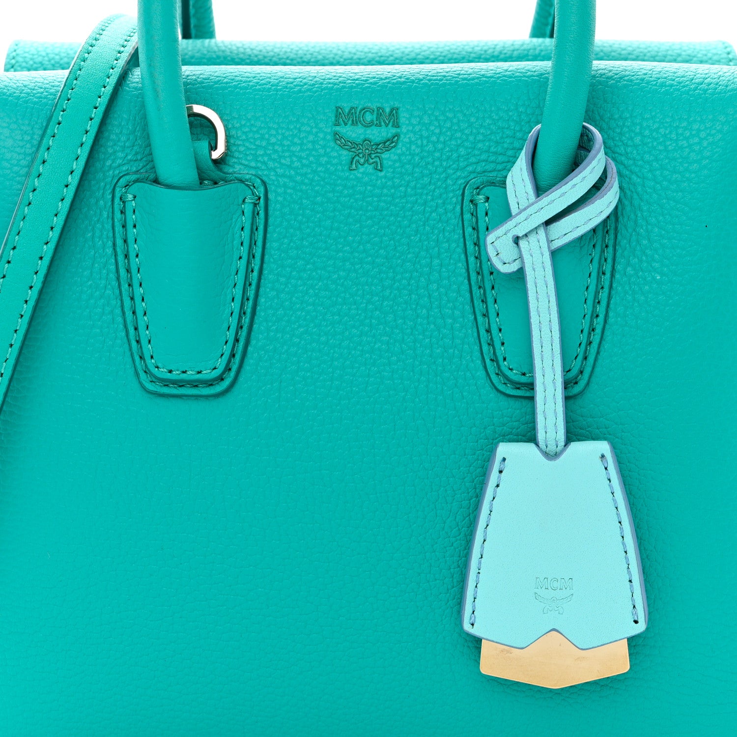 MCM Grained Calfskin Mini Milla Tote Oasis Green 8 of 10