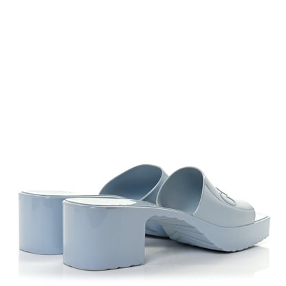 Gucci Rubber Gucci Logo Womens Platform 20/60mm Slide Sandals 42 Porcelain Light Blue 4 of 10