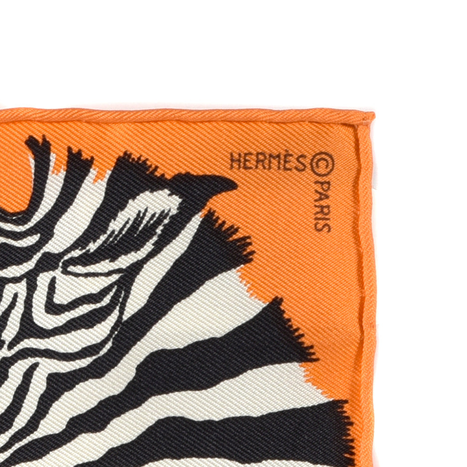Silk Carre Zebra Pegasus Nano Scarf 20 Orange Vif Black