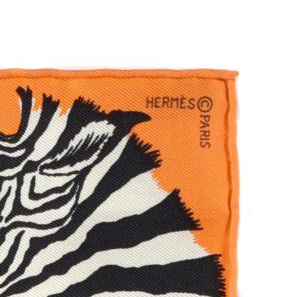 Hermes Silk Carre Zebra Pegasus Nano Scarf 20 Orange Vif Black 2 of 5
