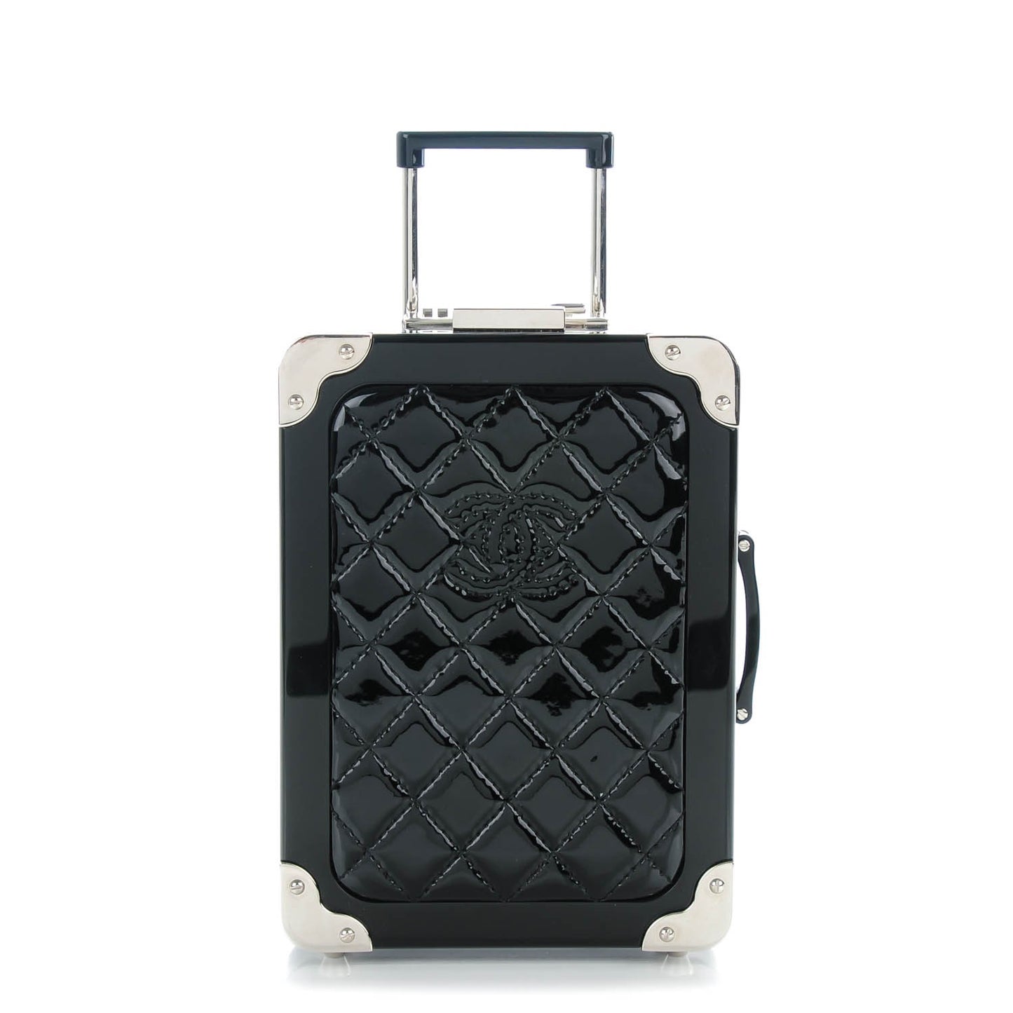 Resin Patent Trolley Minaudiere Clutch Black