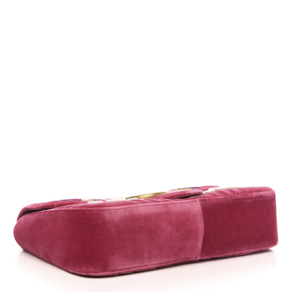 Gucci Velvet Matelasse Blind for Love Embroidered Medium GG Marmont Shoulder Bag Light Raspberry Rose Multicolor 4 of 10