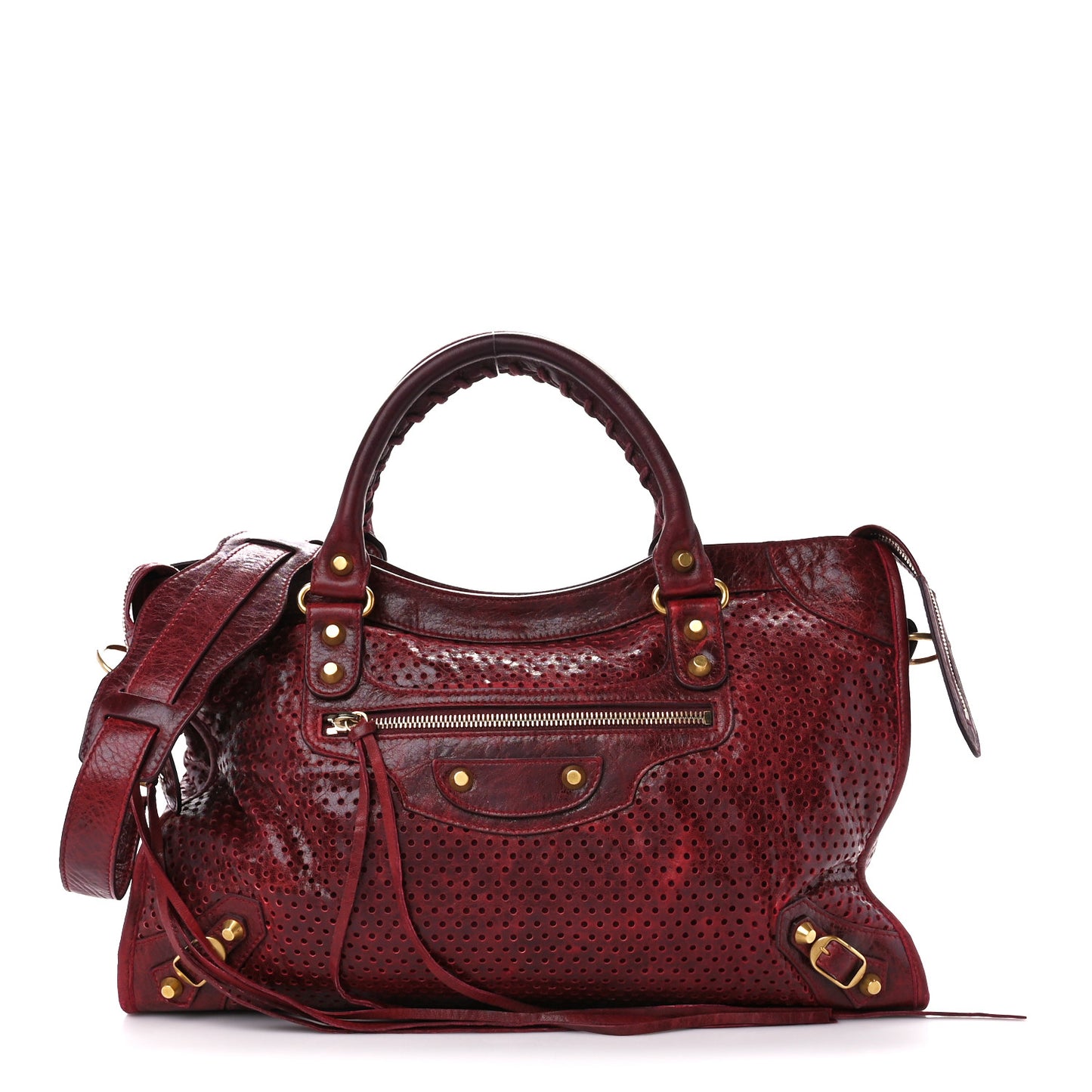 Agneau Laser Cut Cross Classic Gold Hardware City Rouge Lie De Vin