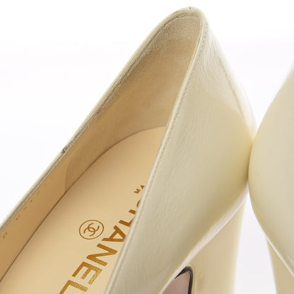 Chanel Patent Calfskin CC Cap Toe Low Heel Pumps 41 White Black 10 of 16