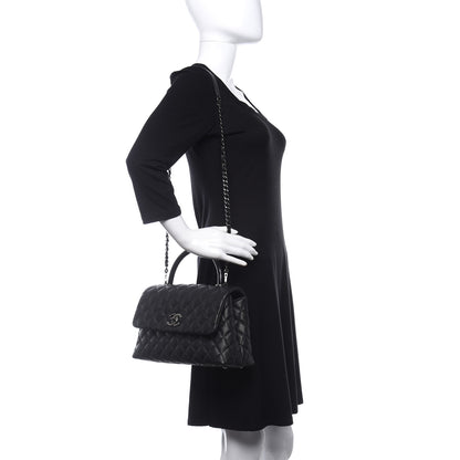 Chanel Caviar Lizard Embossed Quilted Small Coco Handle Flap Black 2 of 11