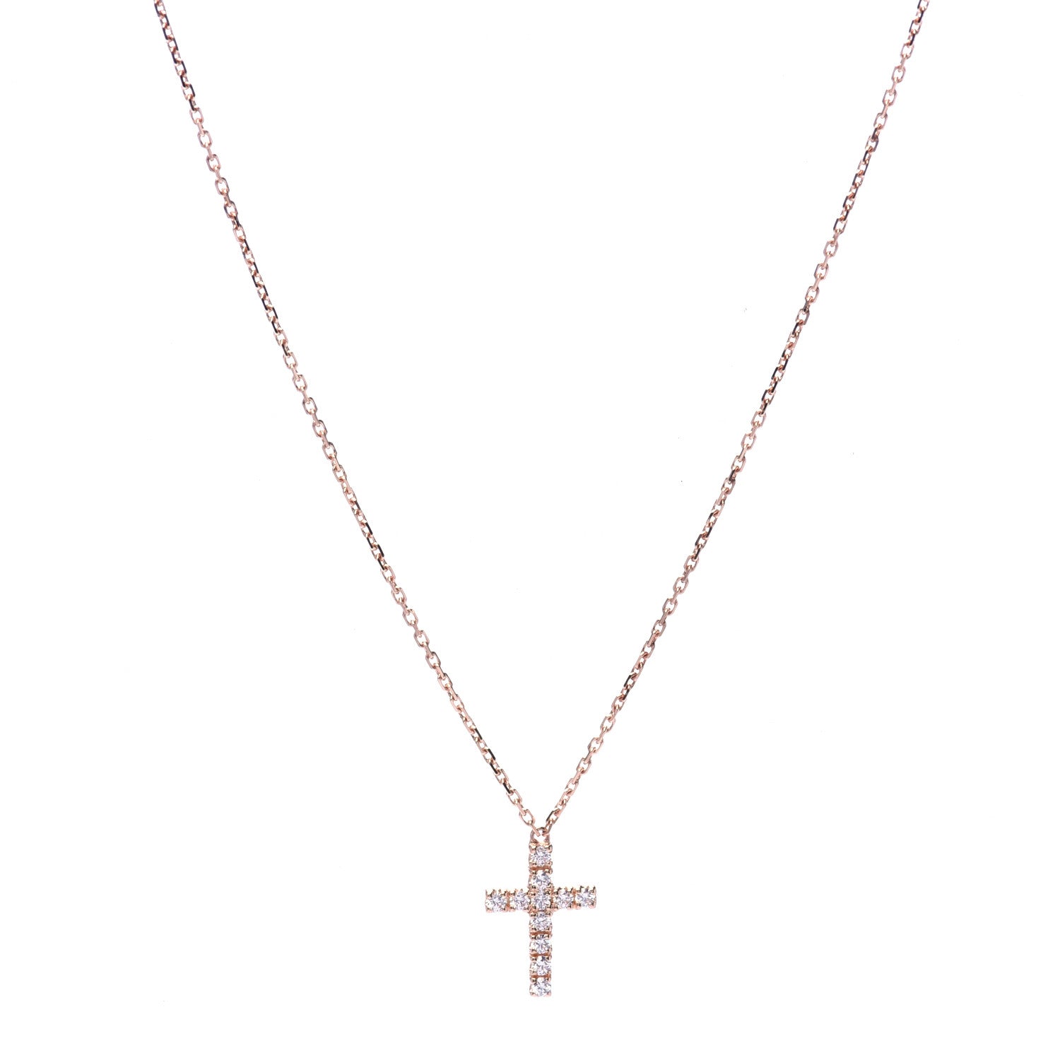 Cartier 18K Pink Gold Diamond Symbols Cross Pendant Necklace 1 of 6