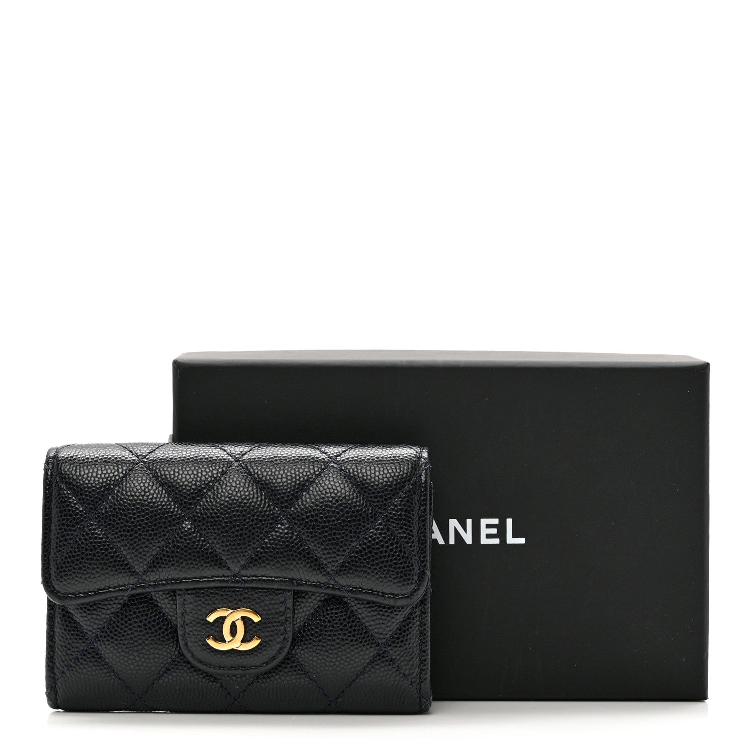 Chanel Caviar Quilted Flap Card Holder Wallet Navy Blue 8 of 8