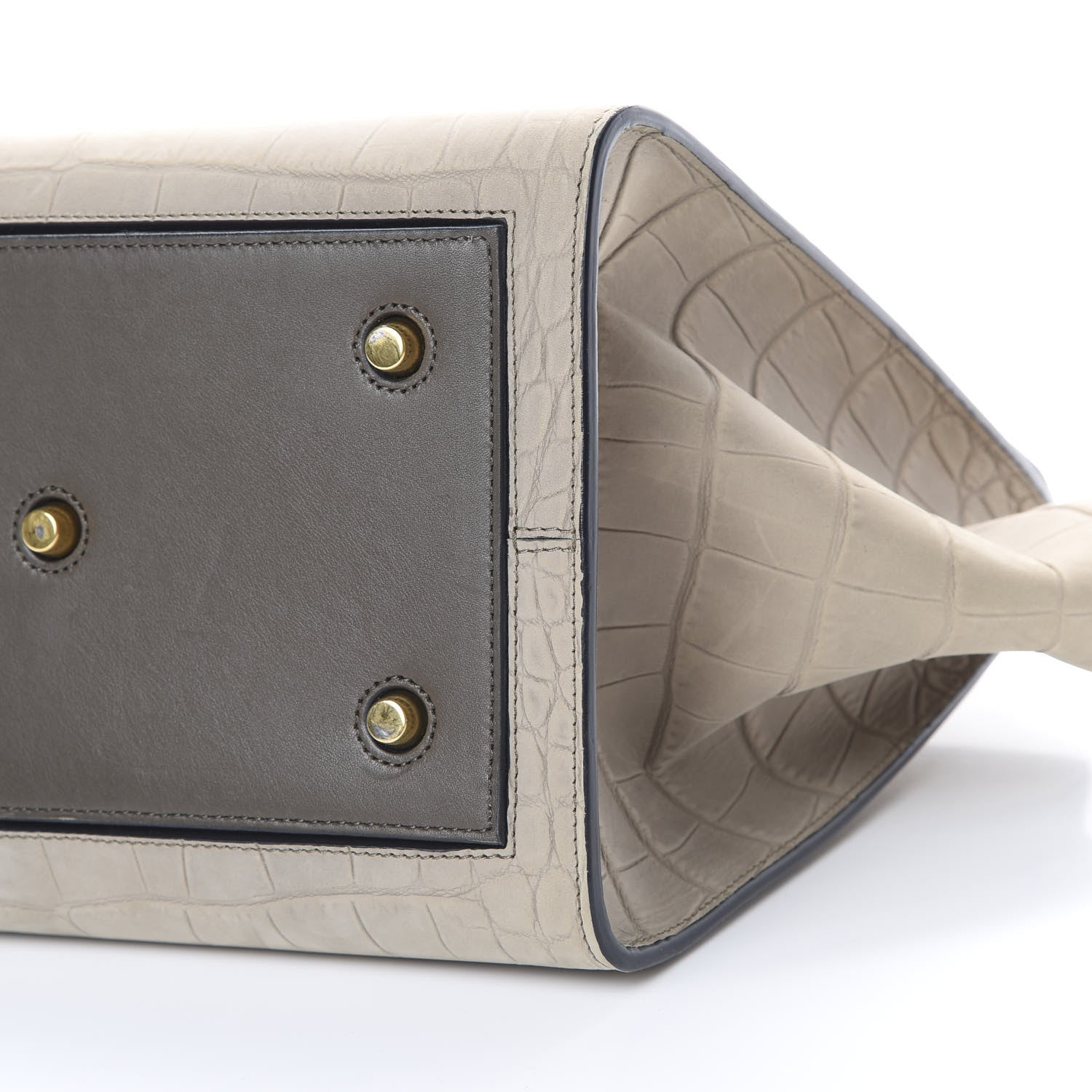 Celine Smooth Calfskin Crocodile Embossed Nubuck Mini Tie Tote Grey 10 of 16