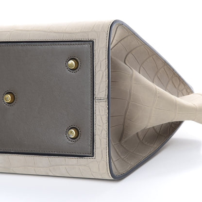 Celine Smooth Calfskin Crocodile Embossed Nubuck Mini Tie Tote Grey 10 of 16