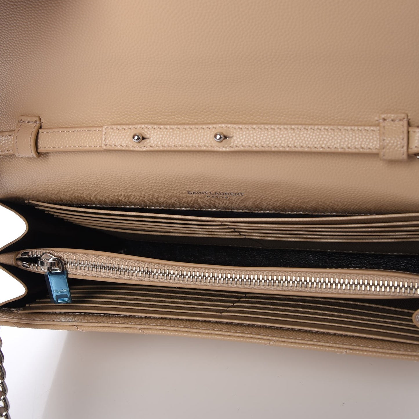 Grain De Poudre Matelasse Chevron Monogram Chain Wallet Nude Powder