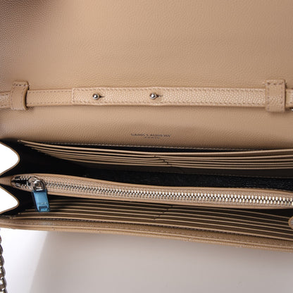 Saint Laurent Grain De Poudre Matelasse Chevron Monogram Chain Wallet Nude Powder 5 of 8