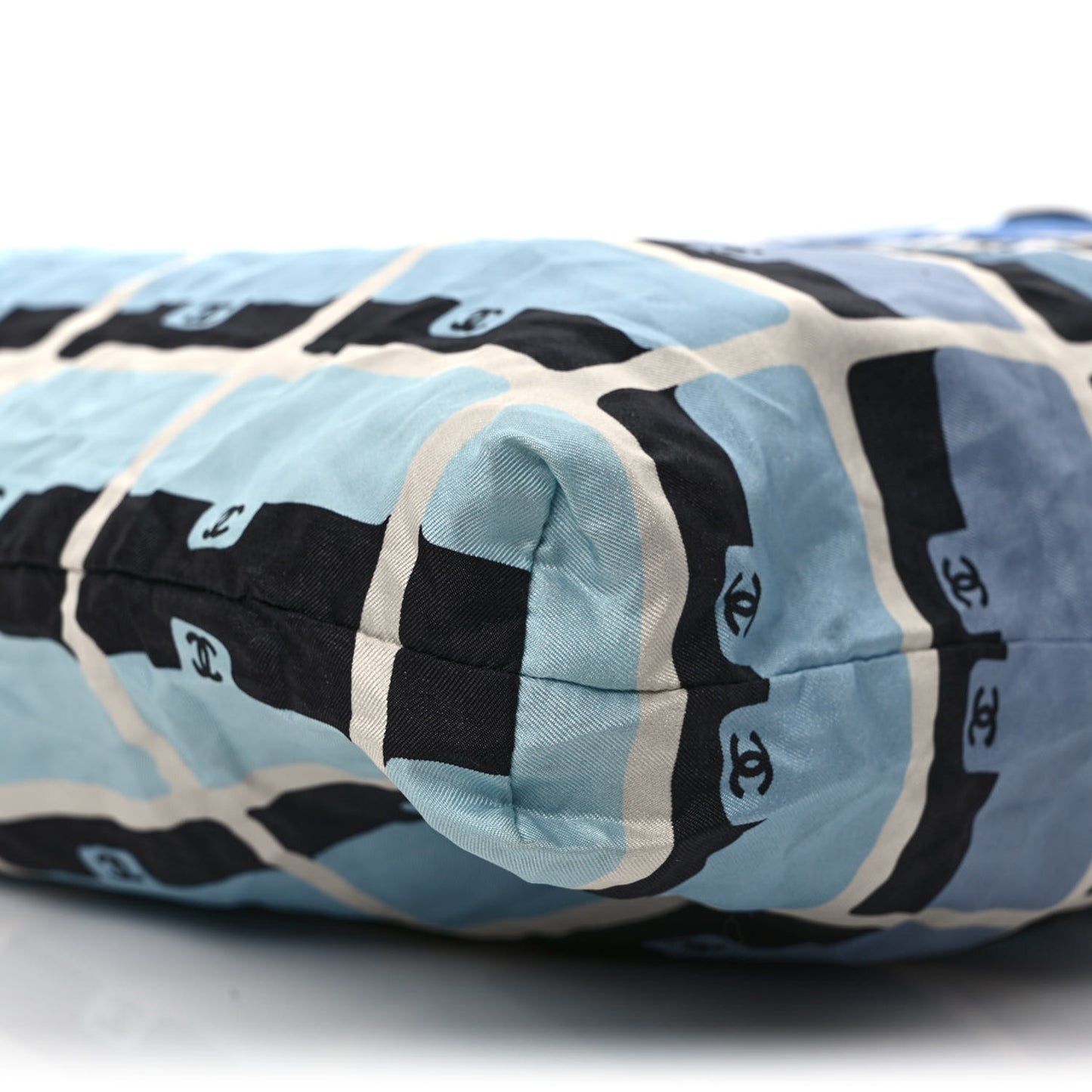 Caviar Fabric Foldable Tote Bag With Chain Black Multicolor