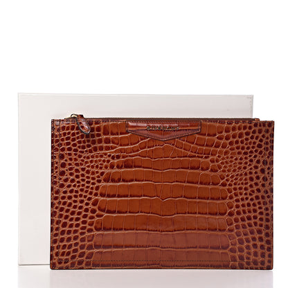 Givenchy Calfskin Crocodile Embossed Medium Antigona Pouch Cognac 9 of 10