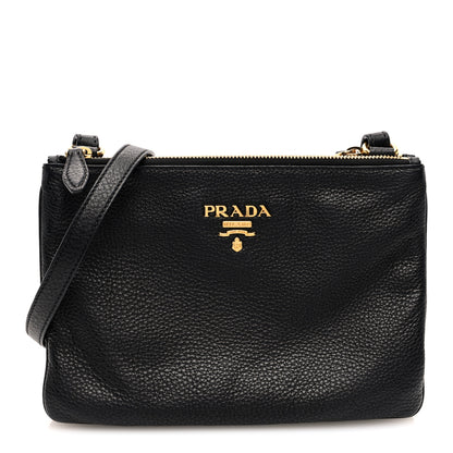Prada Vitello Phenix Double Zip Crossbody Bag Black 1 of 10