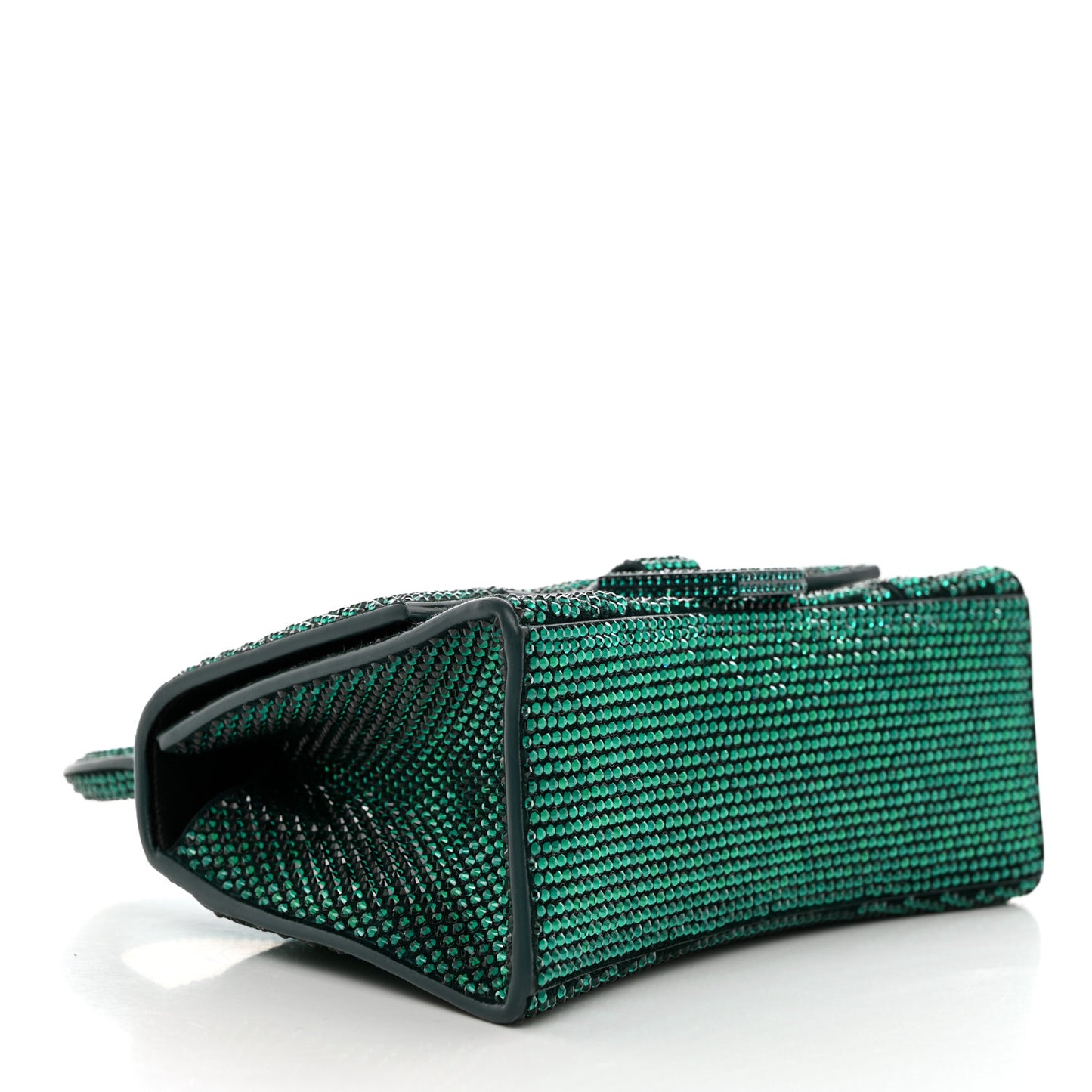 Strass Suede Hourglass Top Handle Bag XS Emerald