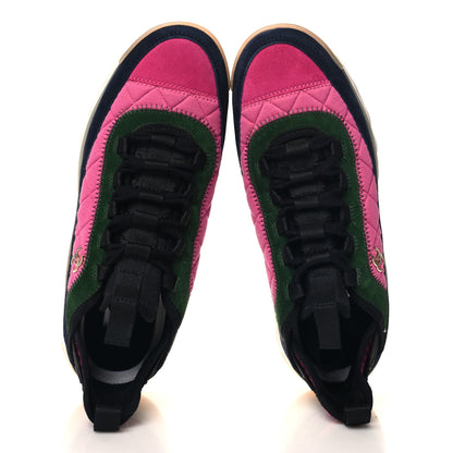 Chanel Velvet Calfskin Mixed Fibers CC Sneakers 41 Dark Pink Green 2 of 9