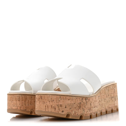 Hermes Calfskin Cork Eze 30 Sandals 37 White 4 of 9