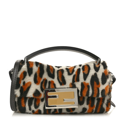 Fendi Calf Hair Leopard Print Phone Baguette Moro 1 of 10