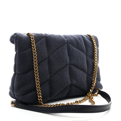 Saint Laurent Canvas Quilted Toy Loulou Puffer Monogram Chain Satchel Deep Marine 3 of 11
