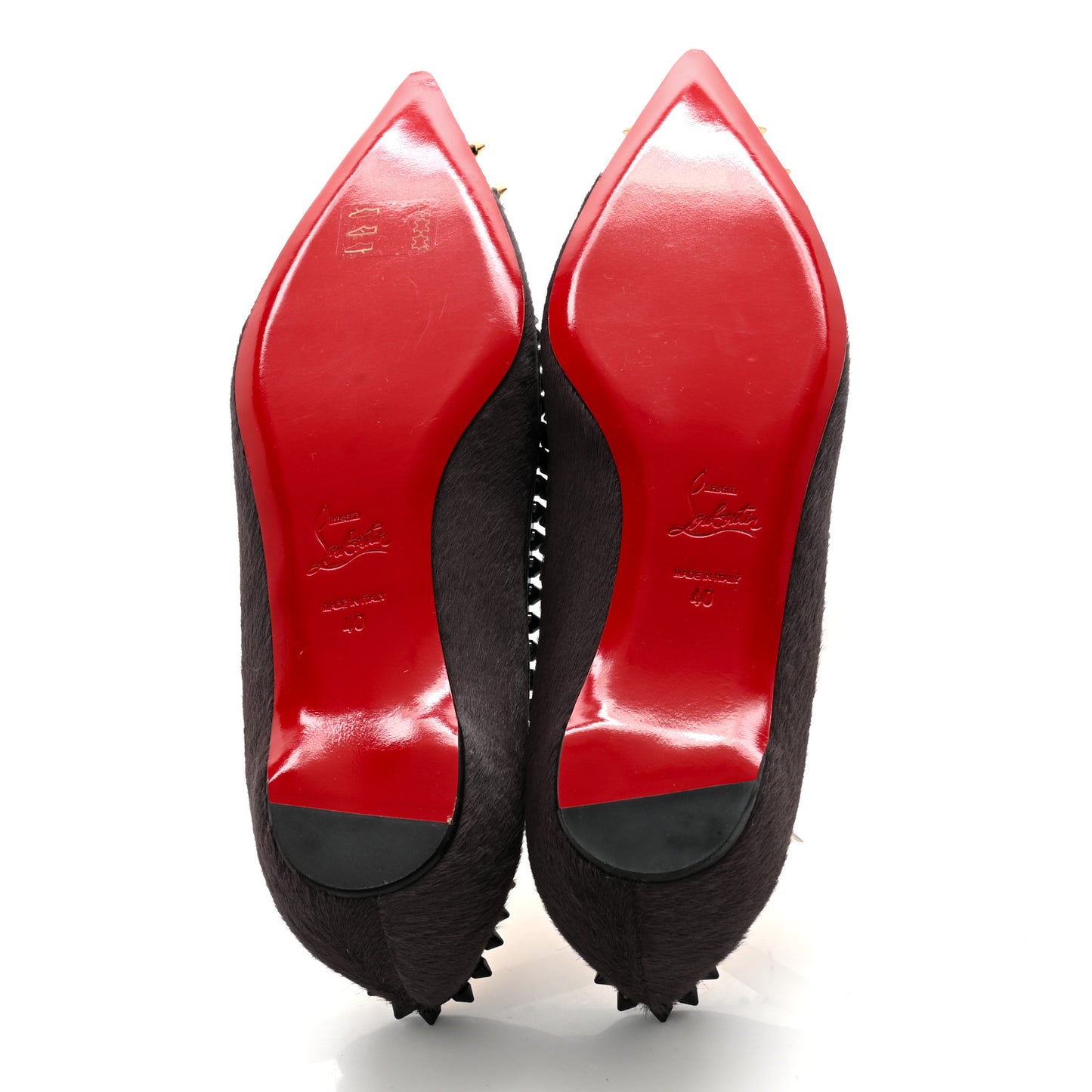 Calf Hair Patent Veau Velours Spiked Malabar Hill Flats 40 Black