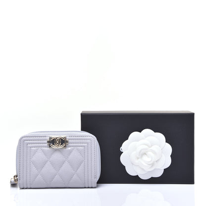 Chanel Caviar Quilted Boy Zip Around Coin Purse Wallet Grey 11 of 11