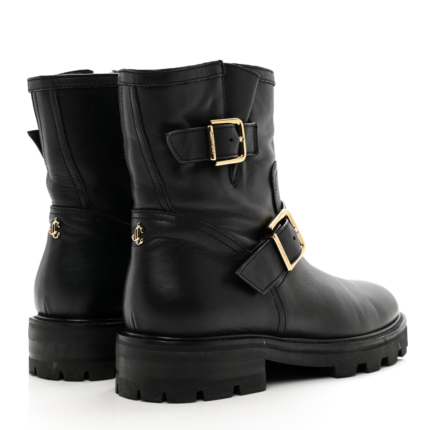 Jimmy Choo Smooth Calfskin Youth Biker Boots 38 Black 4 of 7