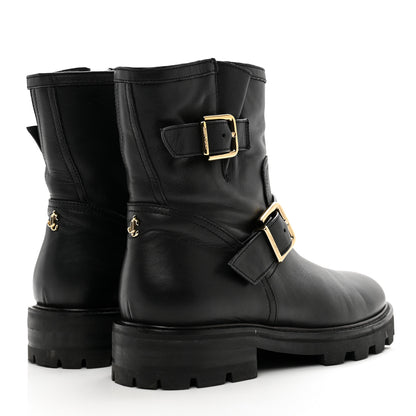 Jimmy Choo Smooth Calfskin Youth Biker Boots 38 Black 4 of 7