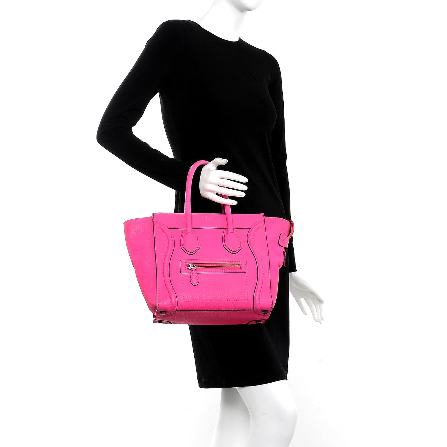 Drummed Calfskin Micro Luggage Fluo Pink