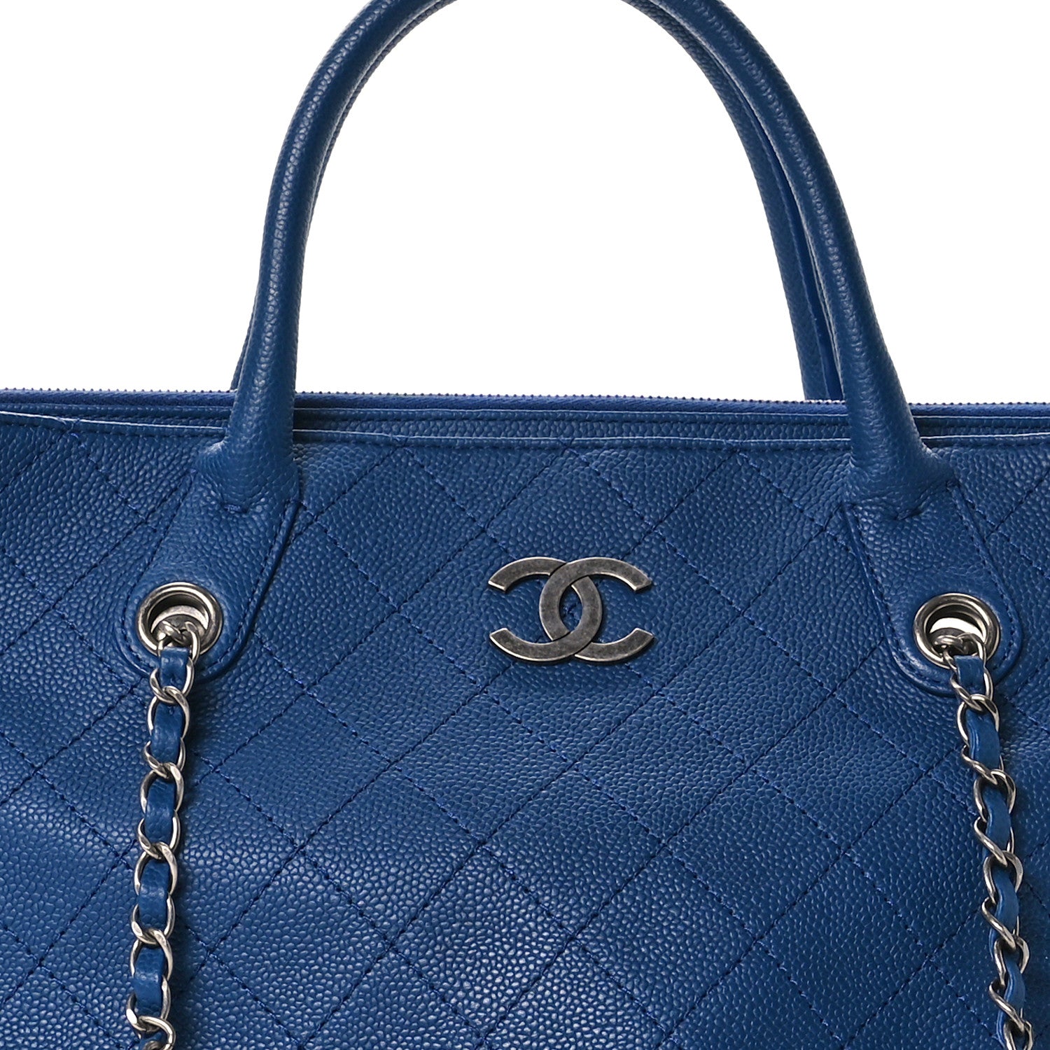 Chanel Grained Vegetal Calfskin Urban Shopping Tote Blue 7 of 12