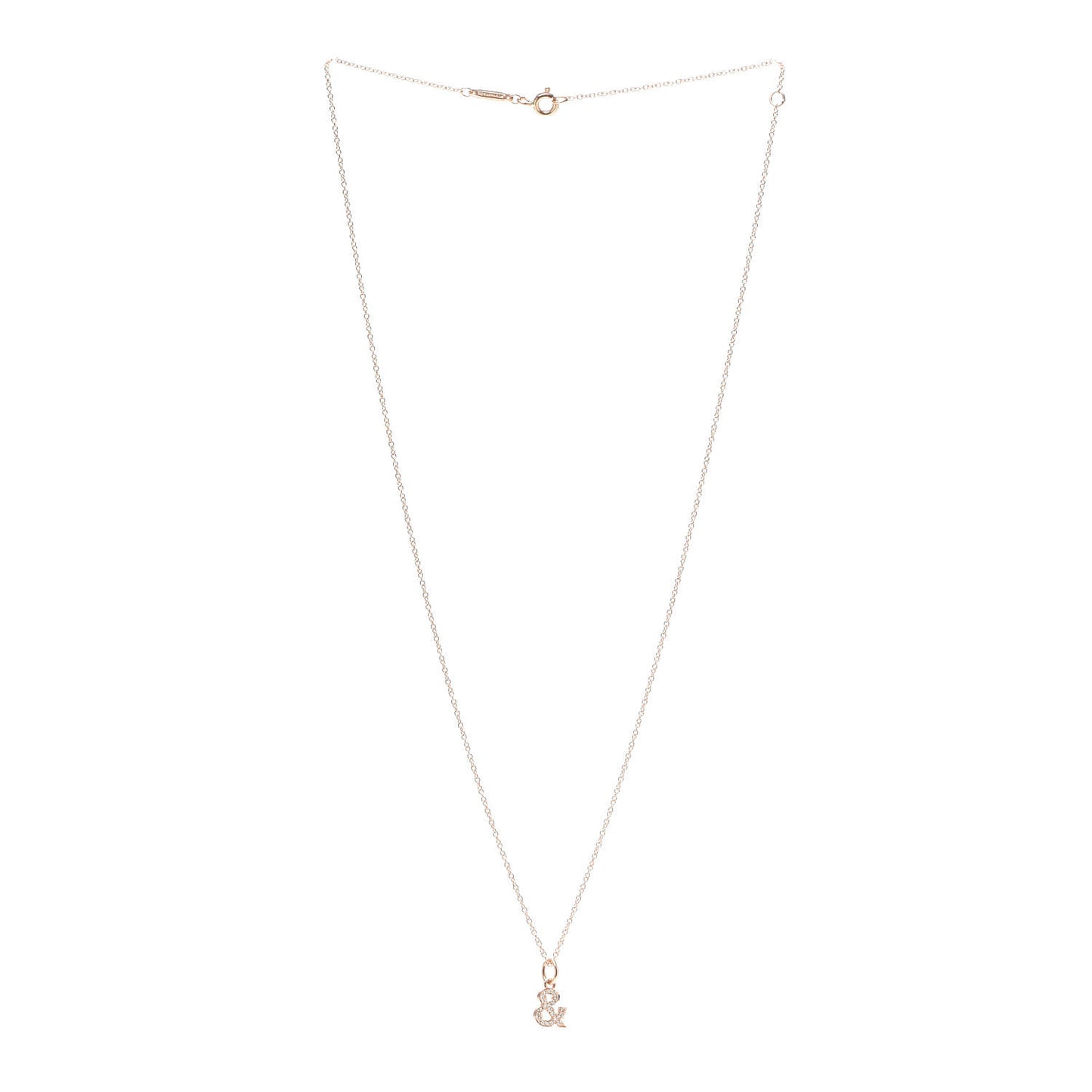 18K Rose Gold Diamond Medium Ampersand Pendant Necklace