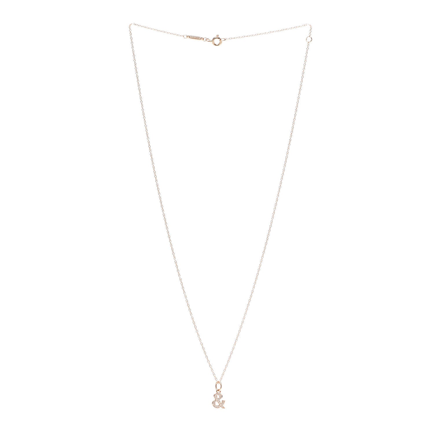Tiffany 18K Rose Gold Diamond Medium Ampersand Pendant Necklace 3 of 6