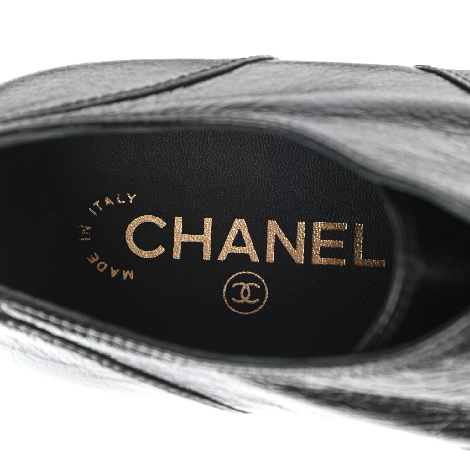 Chanel Shiny Crumpled Lambskin CC Lace Up Oxfords 41 Black 6 of 9