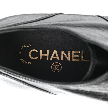 Chanel Shiny Crumpled Lambskin CC Lace Up Oxfords 41 Black 6 of 9