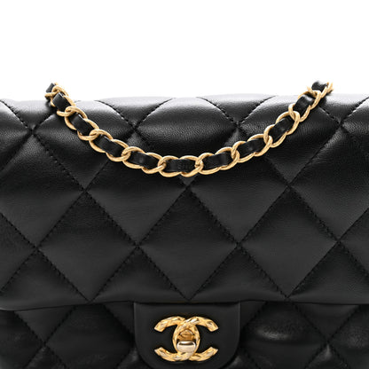 Chanel Lambskin Quilted Chain Around Mini Flap Bag Black 8 of 10