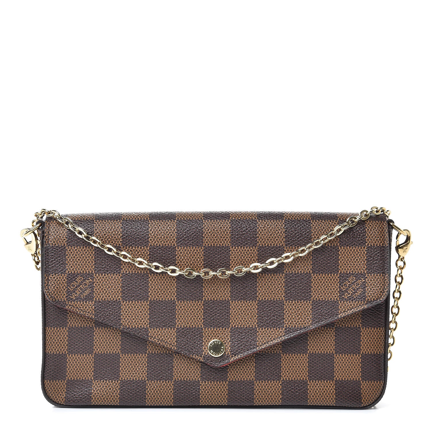 Louis Vuitton Damier Ebene Pochette Felicie Chain Wallet 1 of 14