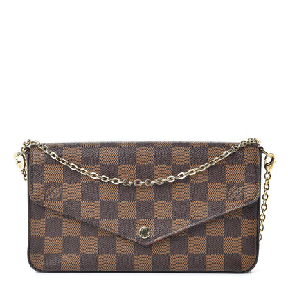Louis Vuitton Damier Ebene Pochette Felicie Chain Wallet 1 of 14