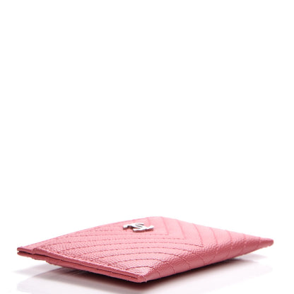 Chanel Caviar Chevron Quilted Card Holder Pink 4 of 8