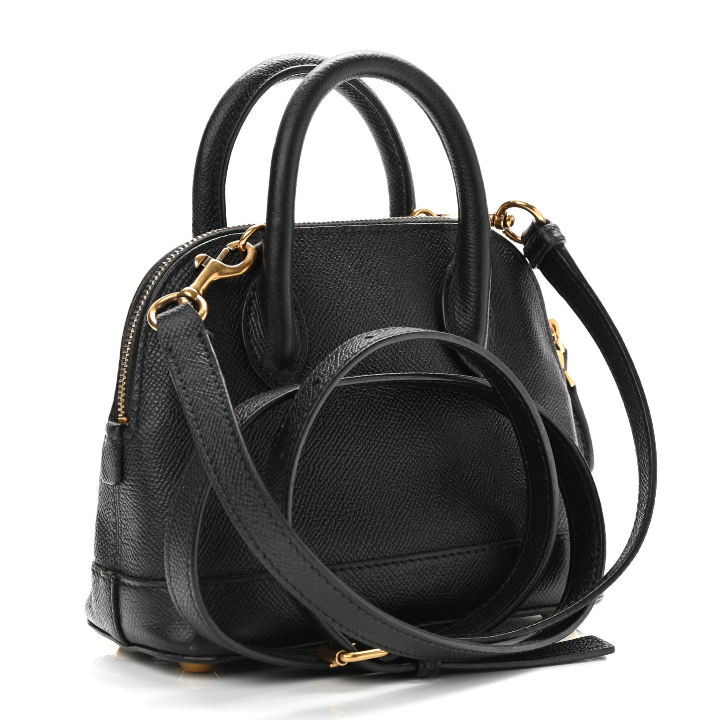 Signature Grained Calfskin XXS Ville Top Handle Bag Black White