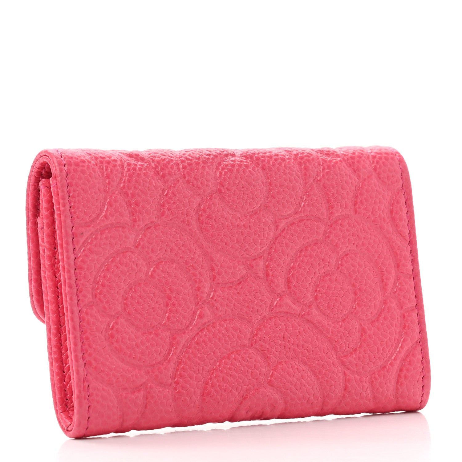 Chanel Caviar Camellia Embossed Card Holder Wallet Pink 3 of 8