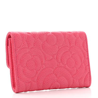 Chanel Caviar Camellia Embossed Card Holder Wallet Pink 3 of 8