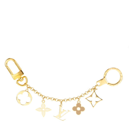 Louis Vuitton Brass Enamel Fleur De Monogram Bag Charm Chain Gold 1 of 5