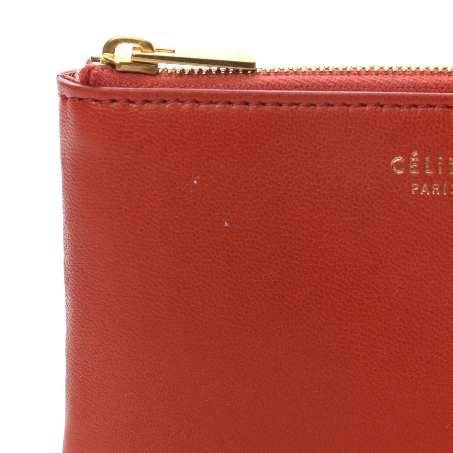Calfskin Medium Half Zip Multifunction Wallet Coin Purse Fox Red