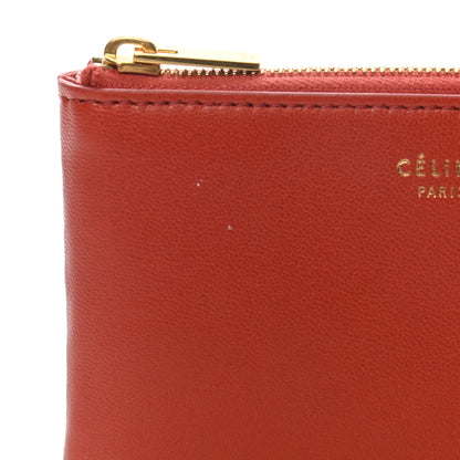 Celine Calfskin Medium Half Zip Multifunction Wallet Coin Purse Fox Red 17 of 18