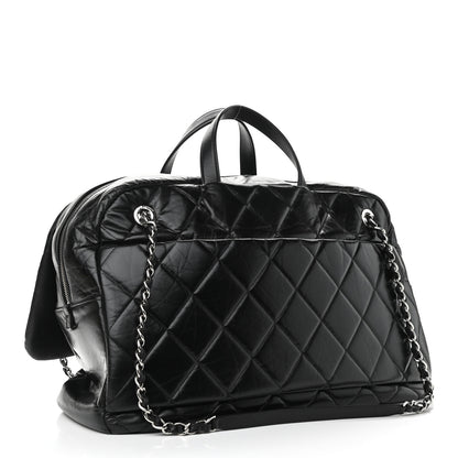 Chanel Aged Calfskin Quilted Large Express Bowling Bag Black 3 of 11