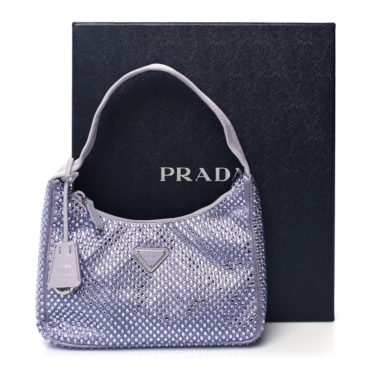Prada Satin Crystal Mini Re-Edition 2000 Bag Glicine 10 of 10