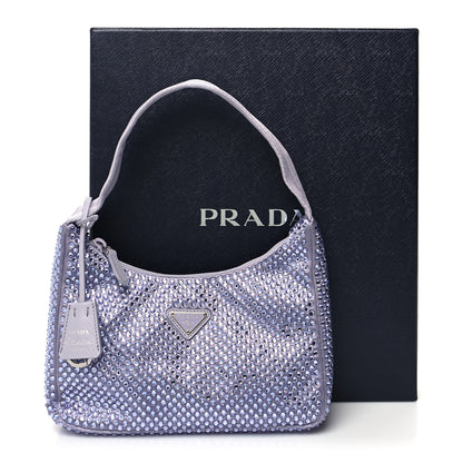 Prada Satin Crystal Mini Re-Edition 2000 Bag Glicine 10 of 10